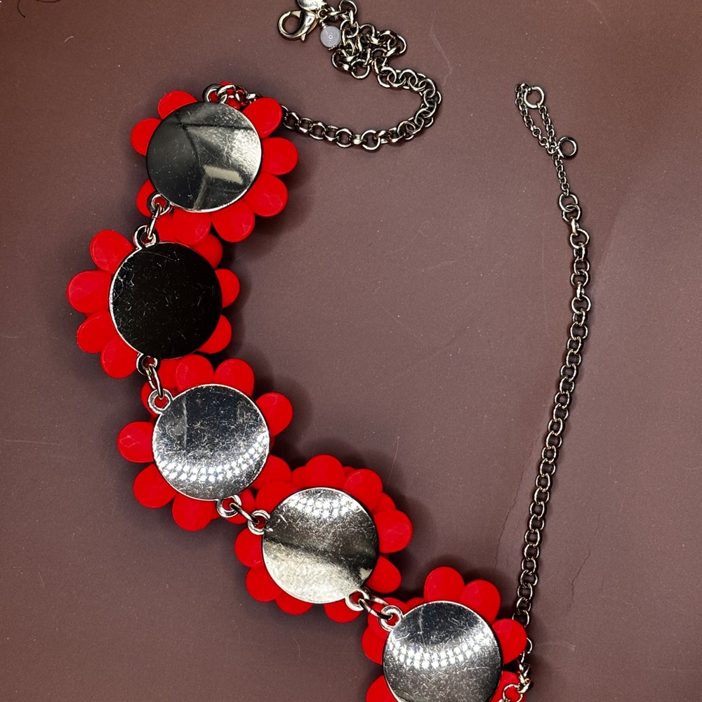 J. Crew Orange Floral Bib Necklace - Picture 3 of 5